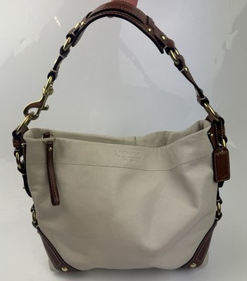 Vintage Coach Damen Zoe Leder Hobo Schultertasche Elfenbein