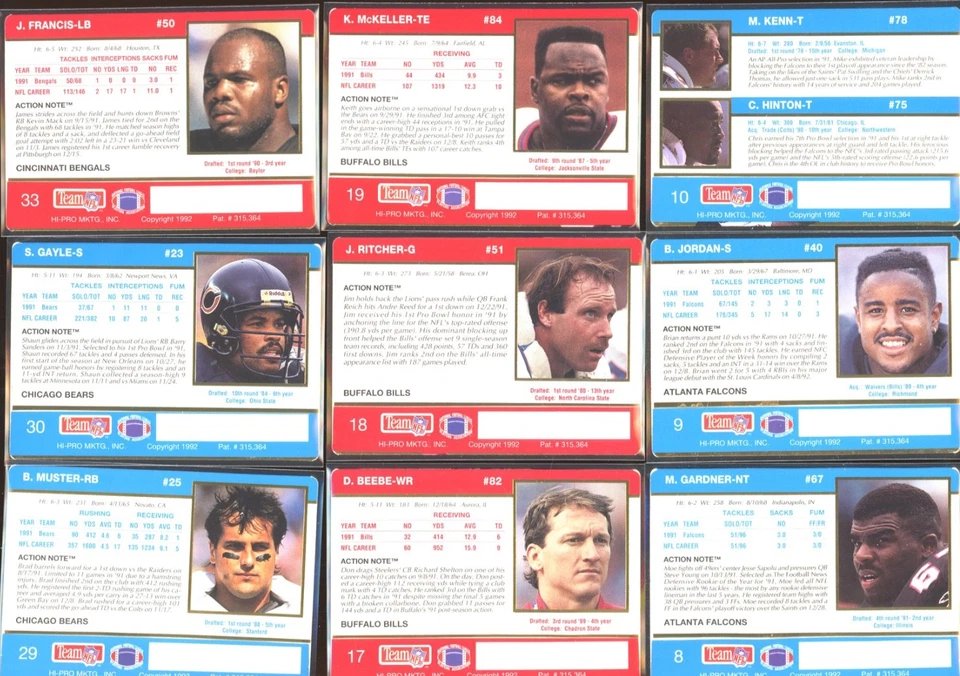 1992 Action Packed Football, # 1 to # 285, U-PICK, BB3 - Image 2 of 2