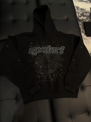 Sp5der Black VVS Stone Hoodie Size Large 2026 100% Authentic | eBay