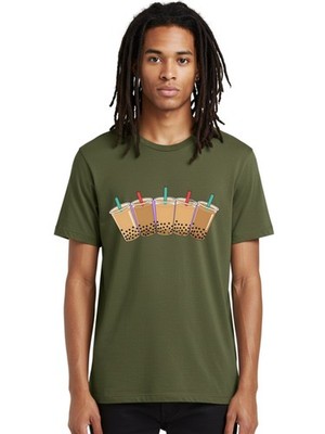 Boba-Tea Mens Graphic Tee, 100% Cotton, Casual Summer Wear