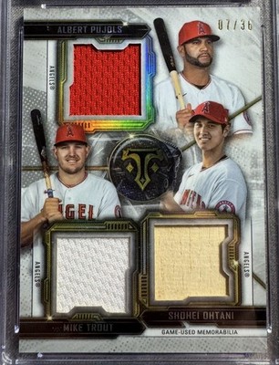 2020 Topps Triple Threads Combos Relic Pujols-Trout-Ohtani #RCC