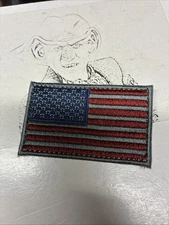 Subdued Silver USA Flag American ACU Patch for VELCRO® BRAND Hook Fastener