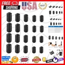 20 Pieces Clip-on Ferrite Ring Core RFI EMI Noise Suppressor Cable Clip for 3...