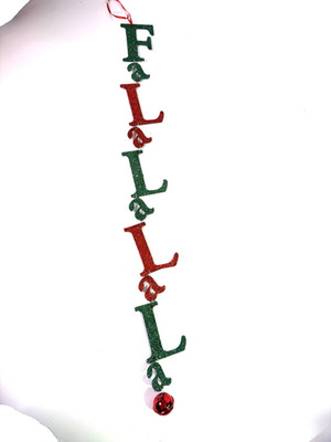 Pier 1 Imports Christmas Ornament - Fa La La La La 33''L Red & Green Glitter