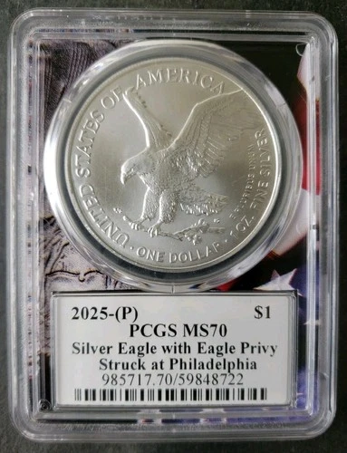 2025 (P) $1 American Silver Eagle Dollar with Eagle Privy PCGS MS70