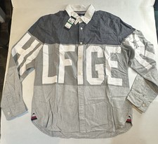 NEW Tommy Hilfiger Long Sleeve Button Down Color Block Shirt RARE Size LG NWT