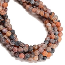 Black Red Fire Agate Cracked Matte Round Beads 4mm 6mm 8mm 10mm 12mm 15.5"Strand