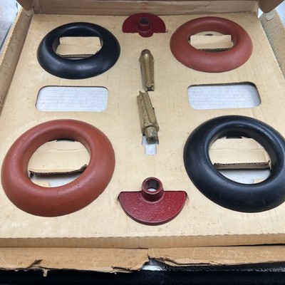 Vintage Set of 4 - Rubber Quoit Set - 2 Red/Black - Original Box