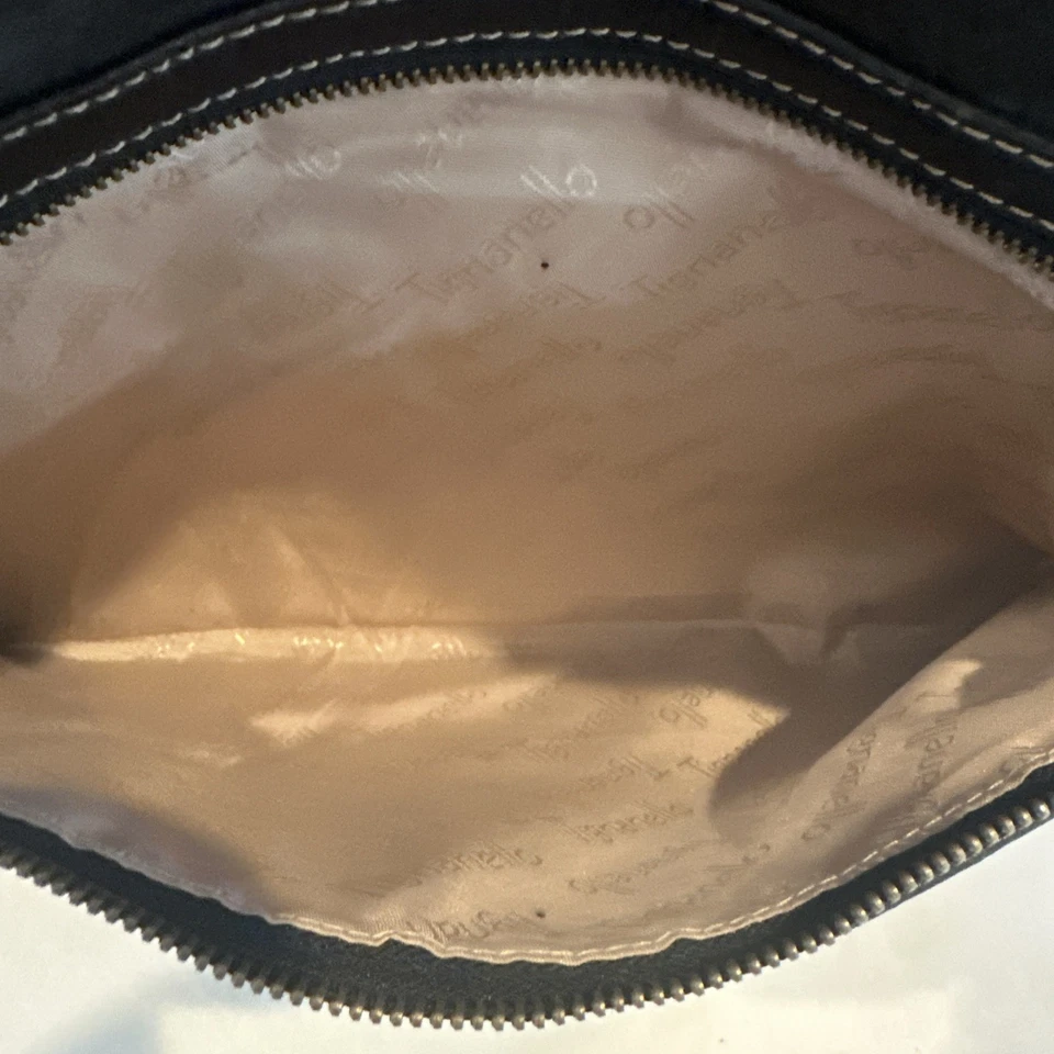 Bolsa carteiro Tignanello couro preto costurado bolsa maleta chique vintage artesanal - Imagem 4 de 4