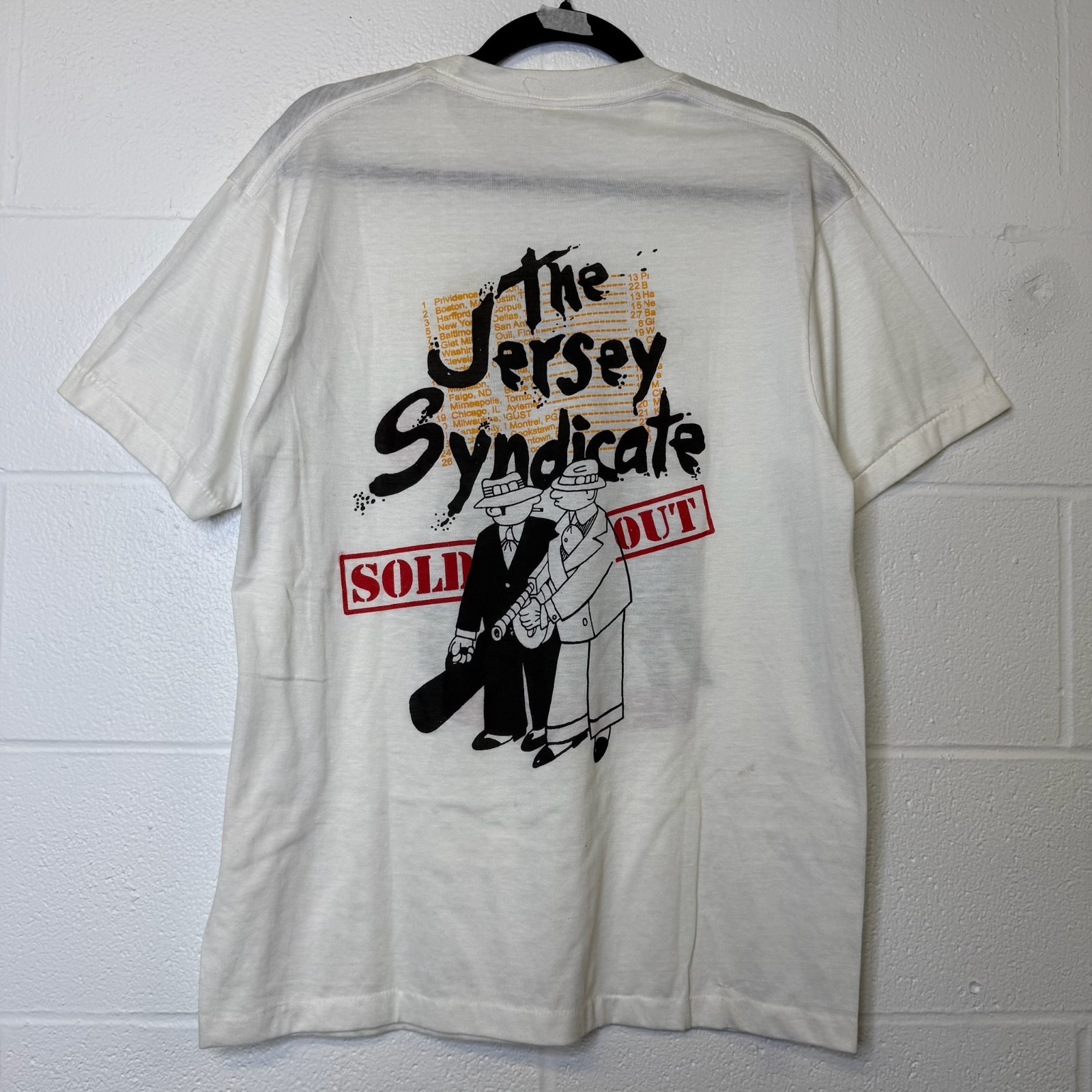 Vintage Bon Jovi New Jersey Syndicate Sold Out White T-shirt Size L 80s image 6