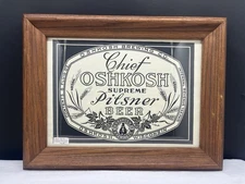 Chief Oshkosh Brewing Co Pilsner Beer Framed Print Old Thin Paper Vintage Style