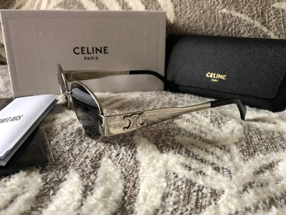 CELINE CL40235U 16A Women Silver/Grey Triomphe Oval Sunglasses In Metal - Image 2 of 4