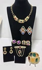 Vintage Costume Jewelry Lot Bold Gold Tone Byzantine Style Avon Monet Crystals