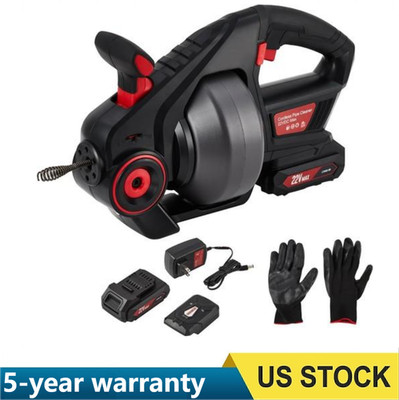 Electric Drain Auger Auto-Feed 25ft Plumbing Snake for 3/4''-2'' Pipes w/ Battery