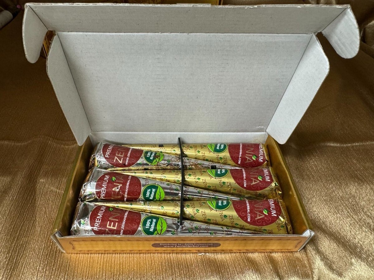 6 Pack Zenia 100% Premium Jumbo Natural Henna Cones 35g | eBay