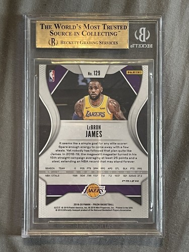 2019-20 Panini Prizm Silver Prizm LeBron James #129 BGS 9.5 GEM MINT - Picture 2 of 3