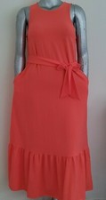 NWT A NEW DAY TIERED TIE BELT DRESS Size S Back keyhole Neck Sleeveless Pockets