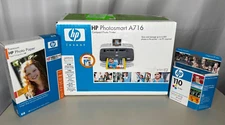 HP Photosmart A716 compact photo printer Complete opened box w/ extras New RARE