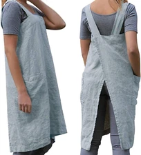 Women'S Practical Cross Back Pinafore Apron with Large Pockets Home Kitchen,Rest