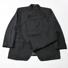 Jones New York 46R 40x29 Black Stripe Wool Peak Lapel Coat Jacket Pants Suit