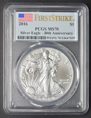 American Eagle - ★PCGS★2016 MS70 1$ ファーストストライク 銀貨 30th 2016 Silver Eagle First Strike PCGS MS70 30th Anniversary $1
