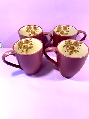 222 Fifth JACOBEAN RED Pattern Set of Four (4) Tall Coffee Mugs, 4 1/4" |  eBay