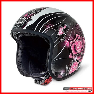 Casco Moto Bimba Fibra Premier Jet Le Petit Vanity 08 Nero Rosa Piccolo Leggero	