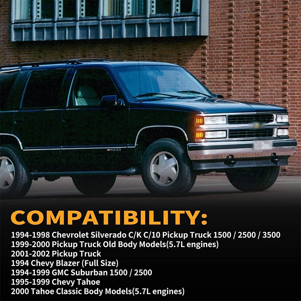 4PC Smoke LED Corner Light Side Marker Lights For 94-98 Chevy C/K 1500 2500 3500 Foto 3 de 4