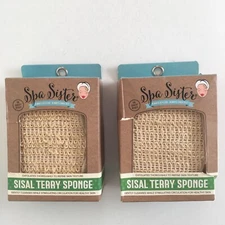 2 pk Spa Sister Sisal Terry Sponge Exfoliating Body Bath Shower Skin