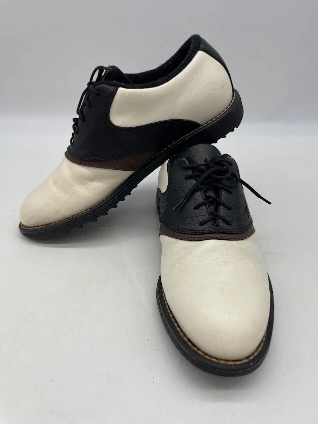 Zapatos de golf Reebok para hombre blancos/negros/marrones tracción descenso talla 8 Foto 3 de 4