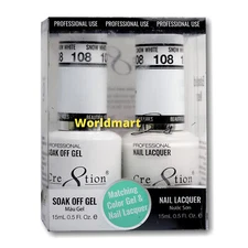 Cre8tion GelColor Matching Polish Soak Off 0.5fl.oz Duo 108- Snow White