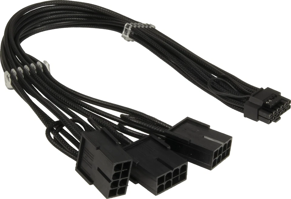 INTER-TECH AC Adapter GPU-02 (12+4pin) auf 3x8pin PCIe, 34cm 12VHPWR Anschluss an PCIe 8pin