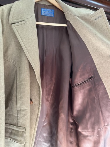 Vintage Pendleton Wool Overcoat Camel Brown Tan Lined 4 Button Men’s Size 44 - Picture 5 of 7