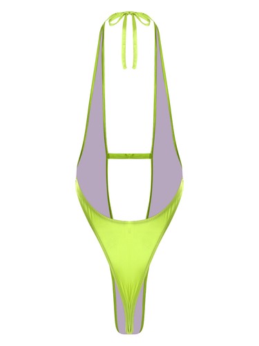 Damen Einteiler Transparent Träger Y-Rücken Mini Micro Bikini Sling Shot Dessous - Bild 65 von 91