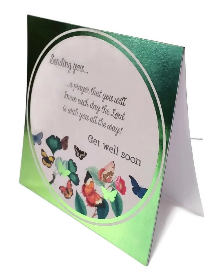GET WELL SOON Greeting Card - Sending Prayer Handmade Square Size SALE - Image 2 of 2