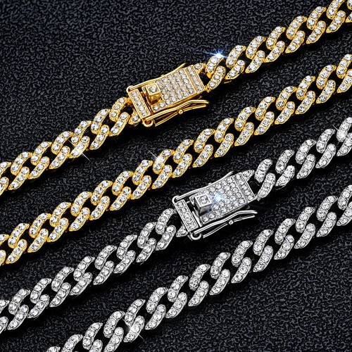 Bracciale Maglia Cubana Uomo Placcato Oro Ghiacciato Zirconia Solida Miami Catena 8MM - Foto 2 di 12