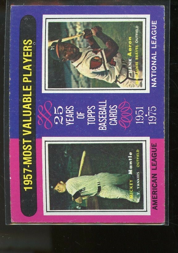 1975 TOPPS #195 MVP MANTLE/AARON EX+ E013734
