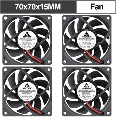 2/4x Kühlung Lüfter DC 5V 12V 24V 70x70x15mm 2Pin PC Computer Gehäuselüfter 70mm