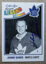 Johnny Bower Signed 2010 O-Pee-Chee Legend Autograph Hockey Card Leafs Auto