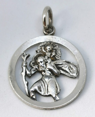 VINTAGE, STERLING SILVER, CUT OUT, ST CHRISTOPHER PENDANT, SLADE & KEMPTON