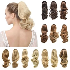 Claw Clip Ponytail Hair Extensions Real As Human Pony Tail Long Wavy Hairpiece
