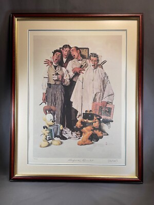 JIM DAVIS SIGNED, NUMBERED COA GARFIELD MEETS ROCKWELL PRINT