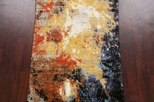 Moderner Künstlerischer Abstrakt Orientteppich Handgeknüpft Wolle/Seide Teppich 4x6 - Bild 3 von 12