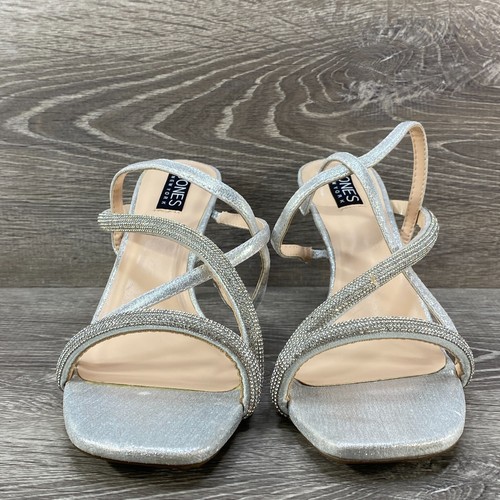 Jones New York Dress High Heel Shoes Sandals Tarona Silver Sparkle Slingback 11 - Picture 4 of 11