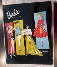 Vintage 1961 Barbie Ponytail Doll Case Black Vinyl Lock Works Detached Handle