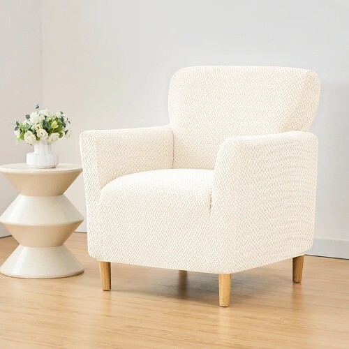 Twill Jacquard Stretch Spandex Club Armchair Slipcovers Elastic Single SofaCover - Bild 19 von 31
