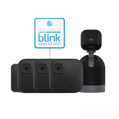 Blink Outdoor 4th Gen 4 Camera Whole Home Security System with Pant/tilt Mount