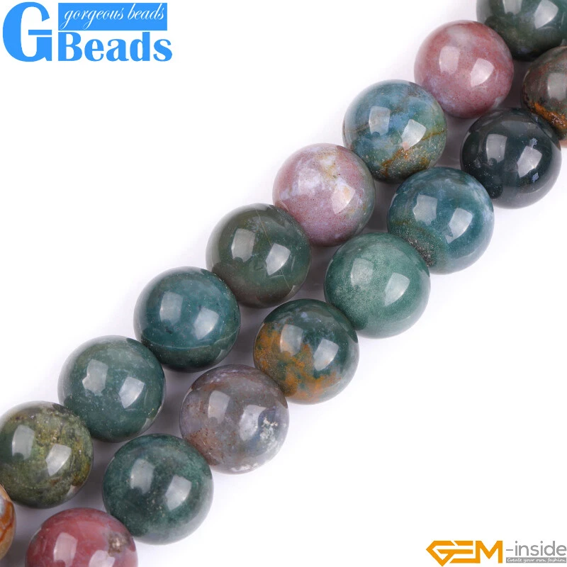 Indian Agate Beads Natural Gemstone Round Loose Beads for Jewelry Making 15" - Image 4 of 4