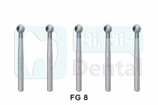 Dental Tungsten Carbide Burs Round Ball FG 8 for High Speed Handpiece 5Pcs