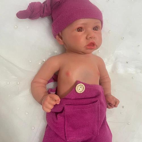 18 Zoll weiche Vollsilikon Reborn Baby Puppe 6,3 Pfund lebensechte braune Haut Neugeborenes Mädchen - Bild 5 von 15